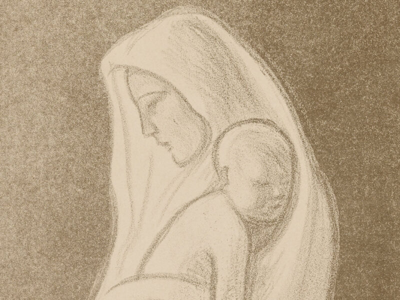 Mother, a fragment from the tampere cathedral altar fresco (1907) by Magnus Enckell